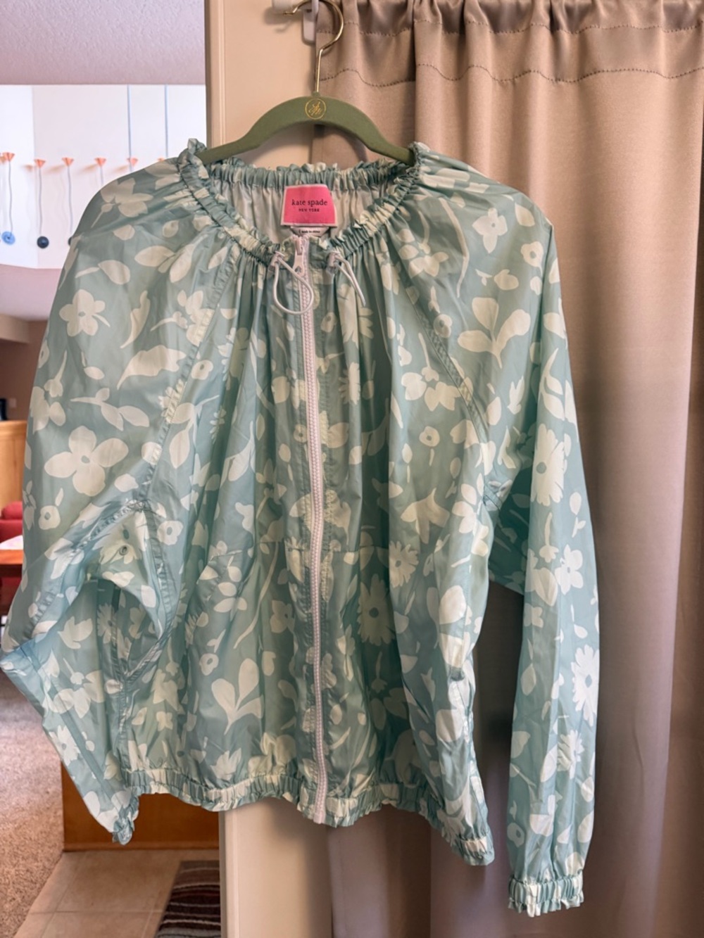 kate spade Mint Green Floral Windbreaker Jacket